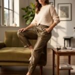 Faux leather wide pants