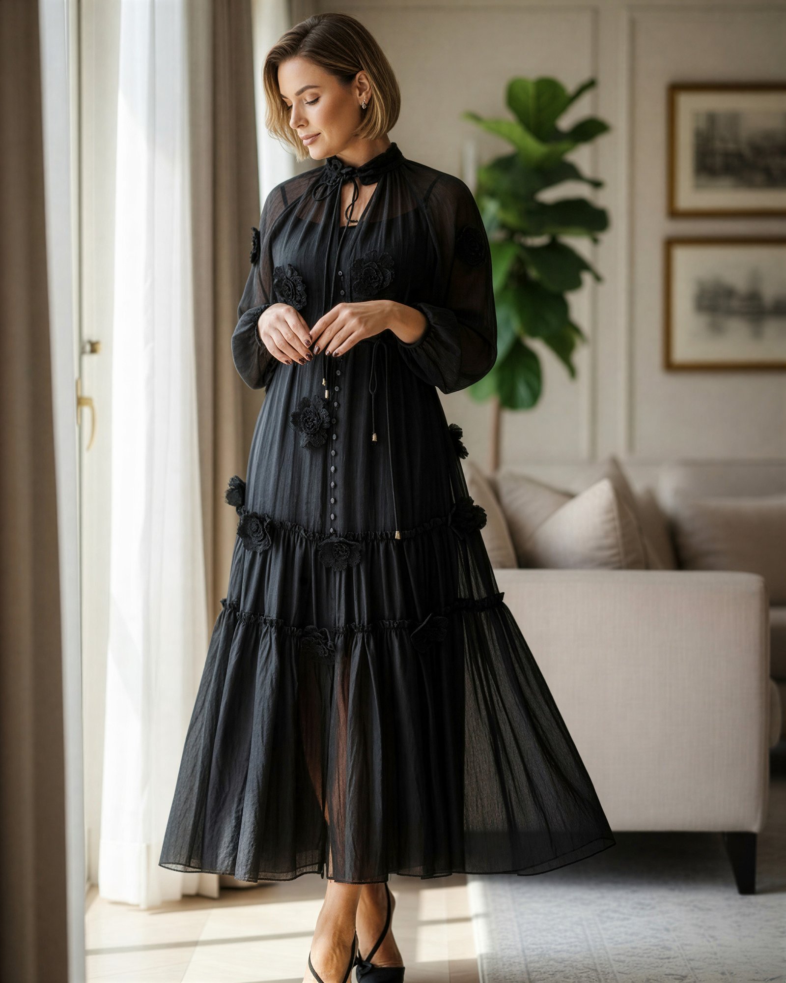 See through flower dress