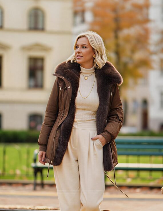 Short puffer coat with fur