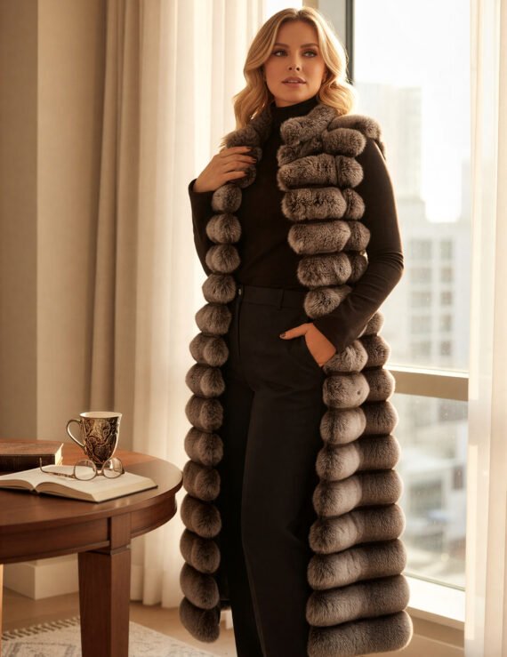 Fur vest long