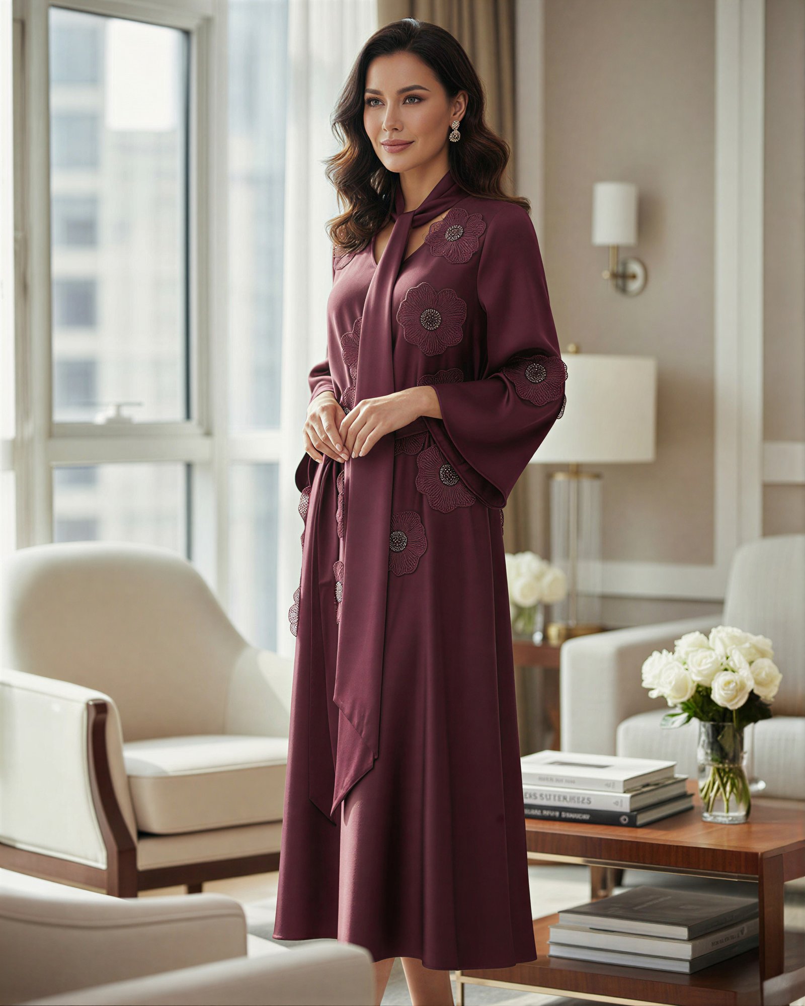 Silk dress flower details