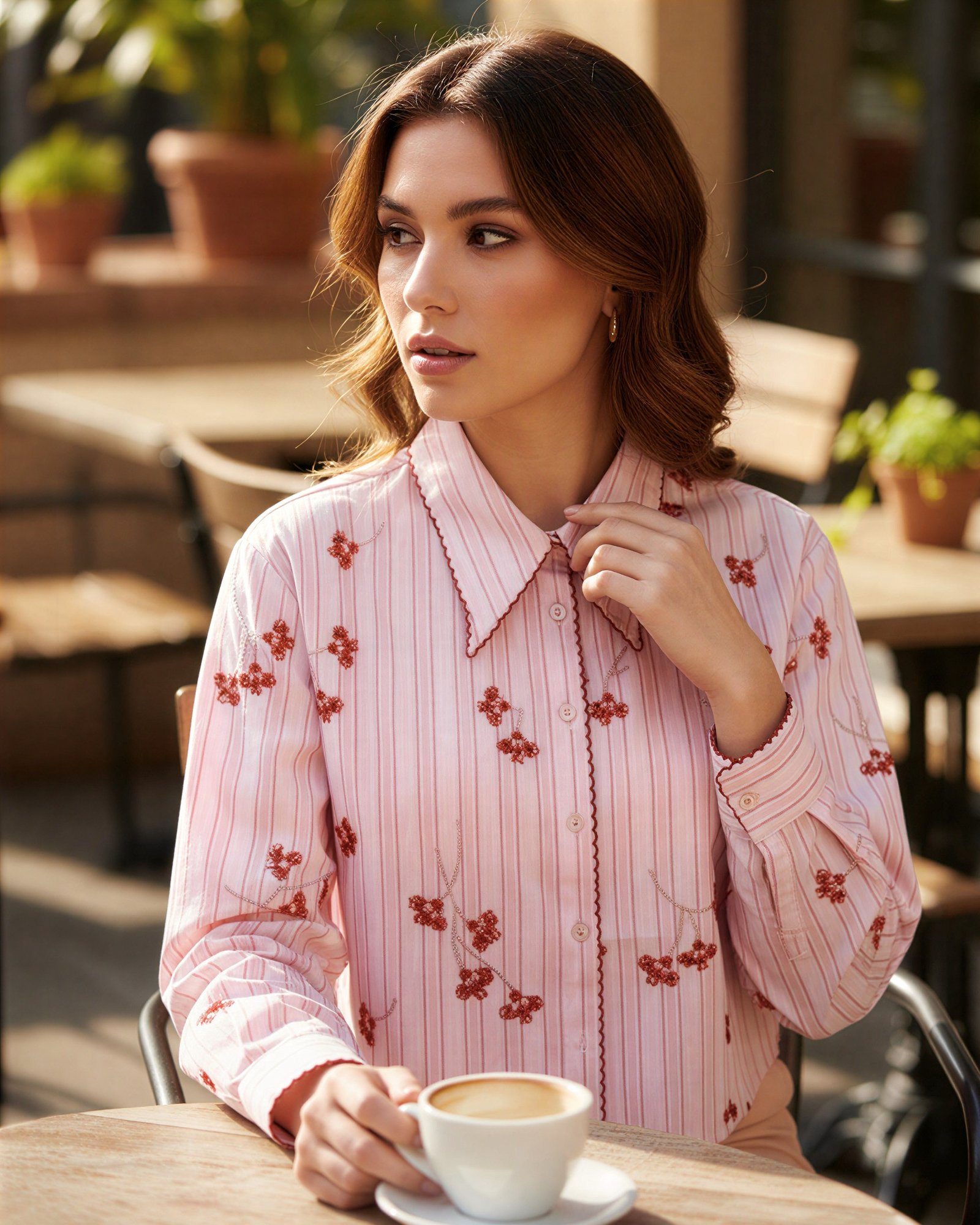 Shirt flower embroidery