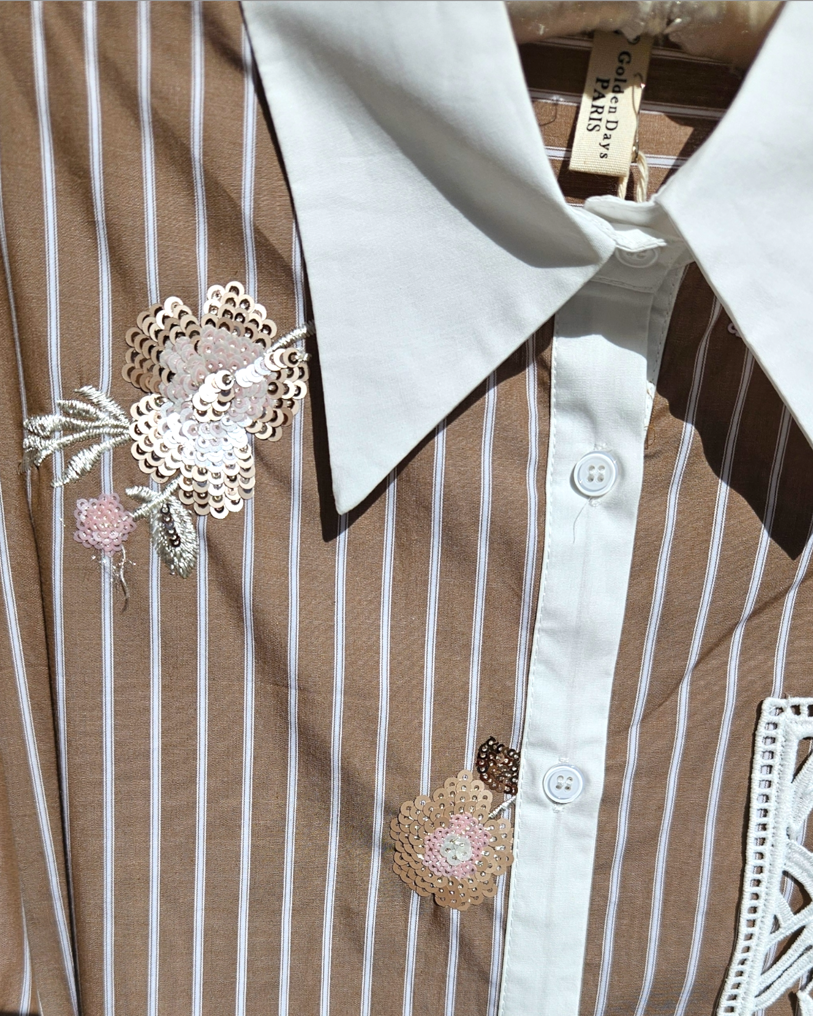 Shirt with stripes and sequins