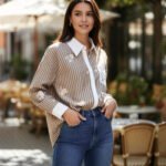 Shirt with stripes and sequins