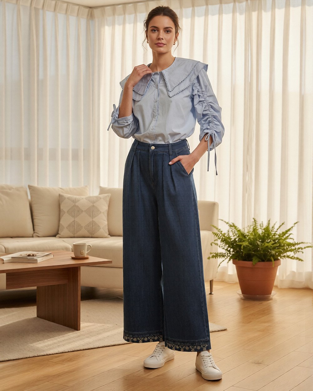 Round collar shirt