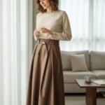 Leather midi skirt