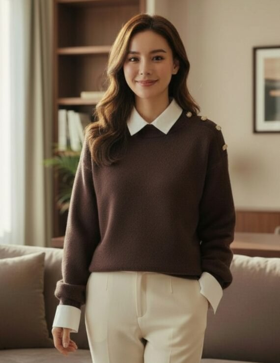Sweater buttons on shoulder