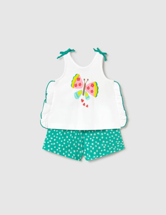 Printed shorts and baby T-shirt set