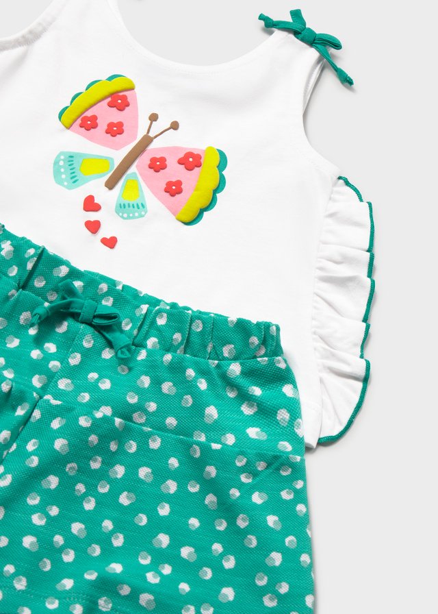 Printed shorts and baby T-shirt set