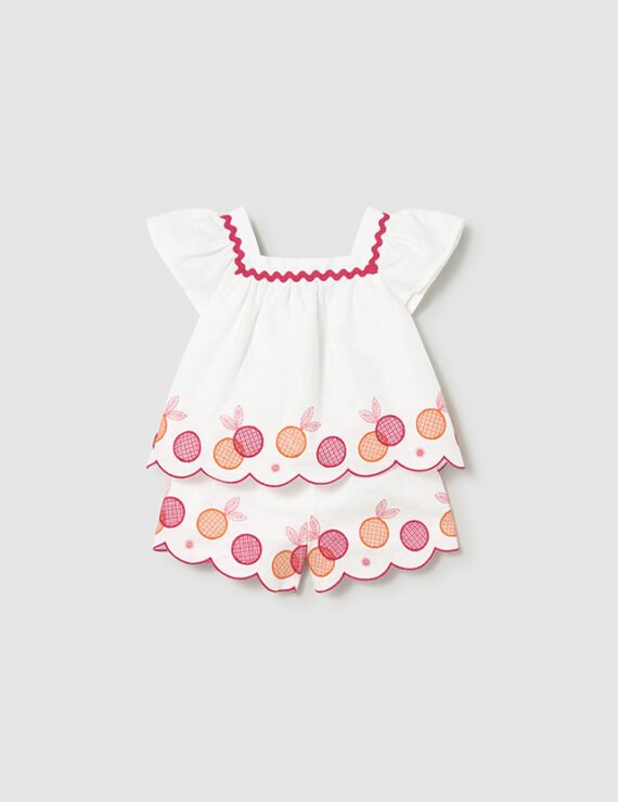 Baby embroidered Bermuda shorts and blouse set
