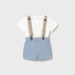 Newborn boy shorts with braces and shirt set