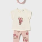 3-piece leggings set baby with headband