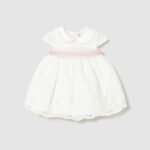 Newborn girl's formal dress with sash