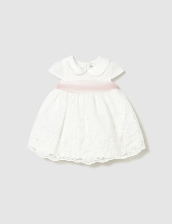 Newborn girl's formal dress with sash
