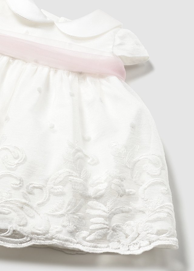 Newborn girl's formal dress with sash