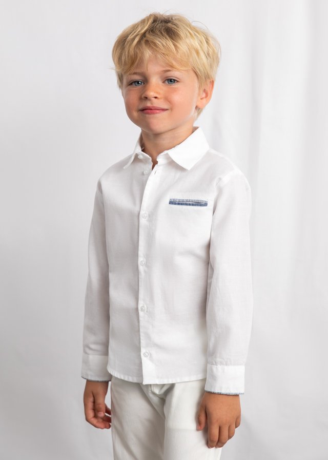 Long-sleeved linen dress shirt for boys