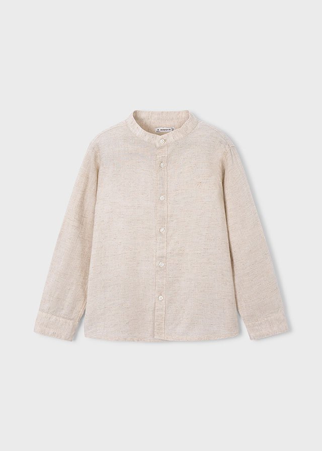 Long-sleeved shirt with mandarin collar for boys