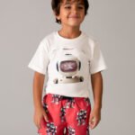 Boys bermuda print swim shorts