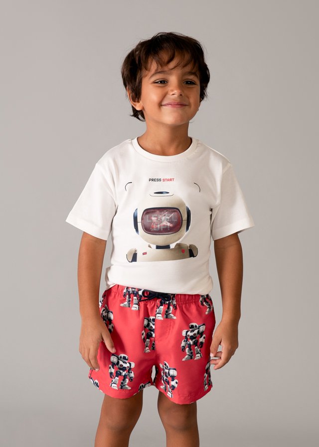 Boys bermuda print swim shorts