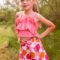 Printed pleated skirt trousers for girls