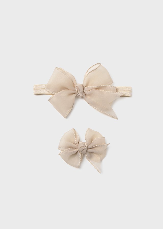 Elastic headband with bow clip for newborns