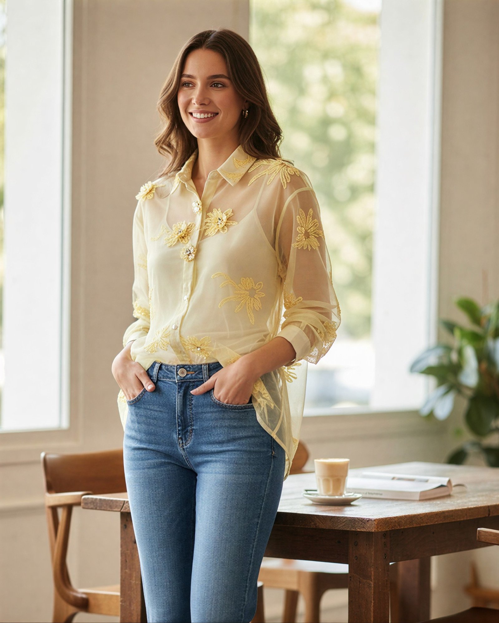 Shirt flower embroidery