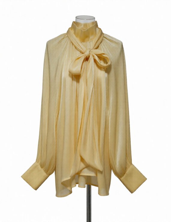 Shiny blouse with bow