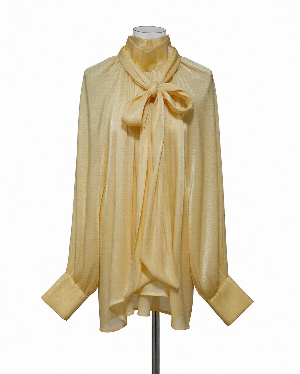 Shiny blouse with bow