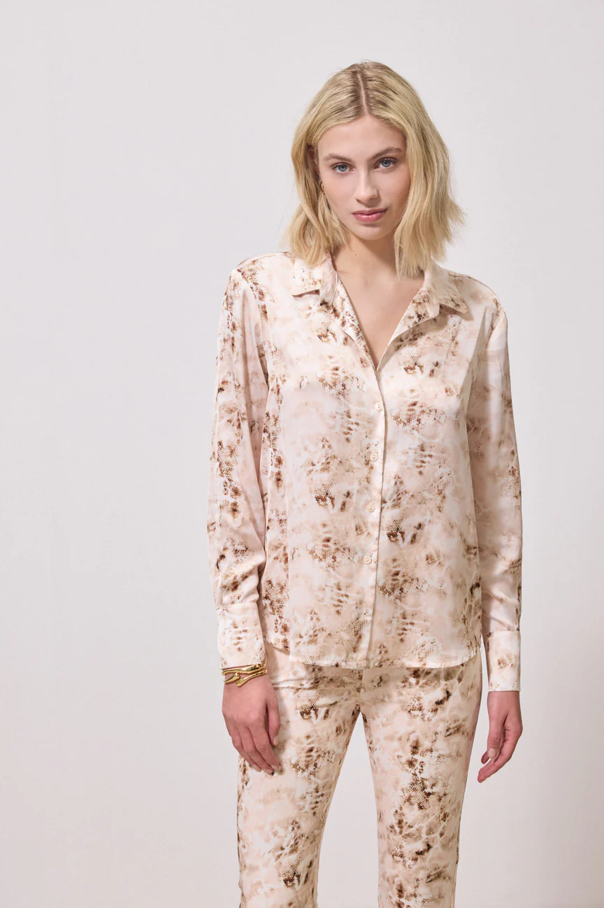 Silk animal print shirt