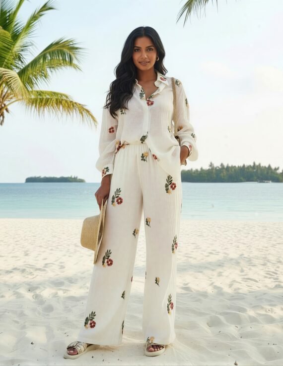 Embroidery set with pants