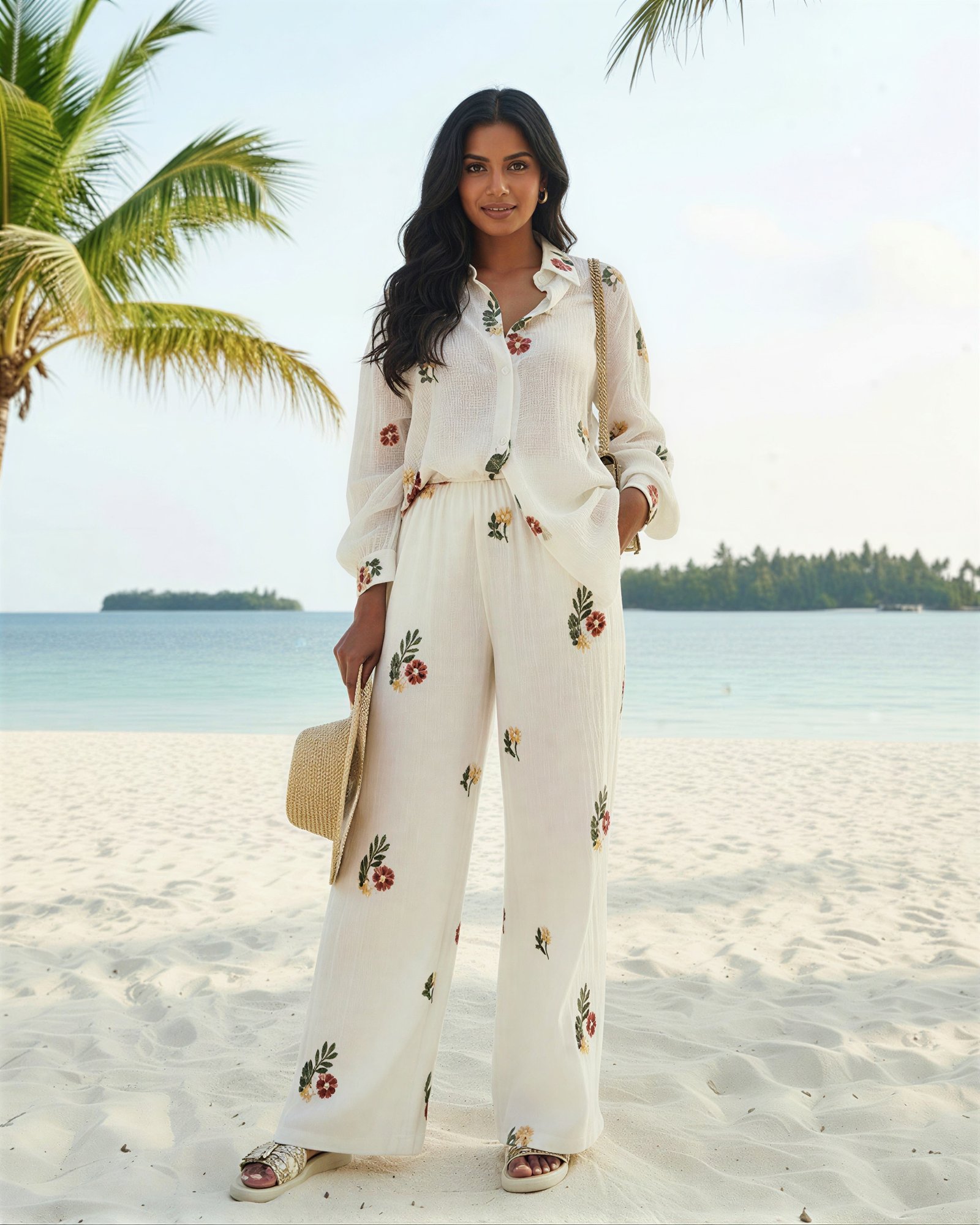 Embroidery set with pants