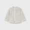 Long-sleeved linen shirt with baby mandarin collar