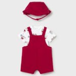 Mock dungarees with newborn hat