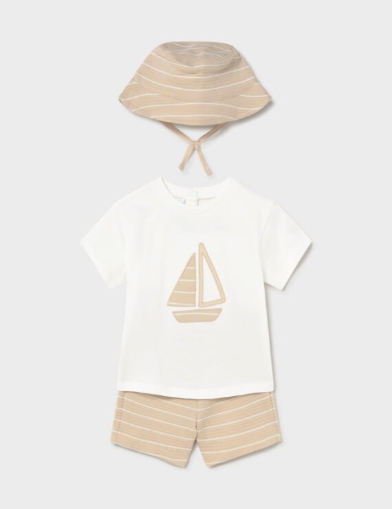 3-piece knit set with baby hat