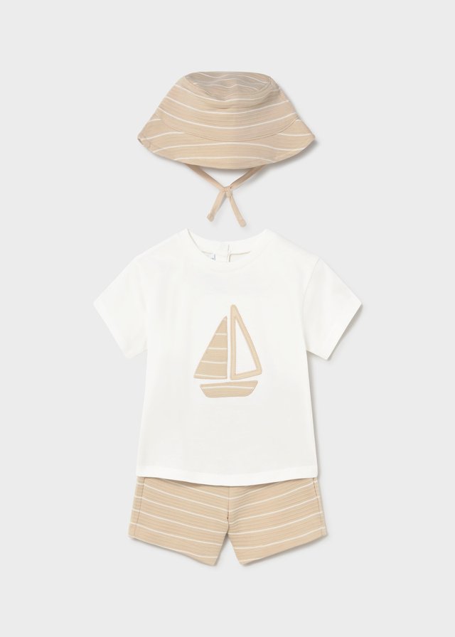 3-piece knit set with baby hat