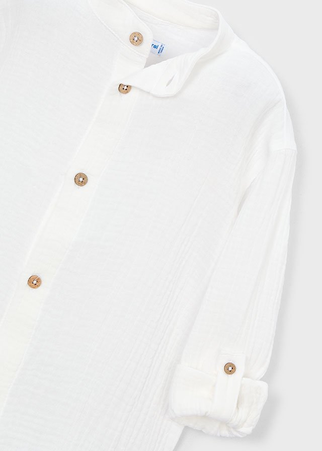 Long-sleeved shirt with mandarin collar for boys