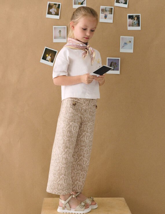 Girls' long twill trousers