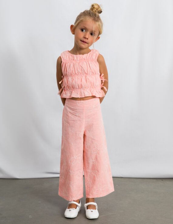 Long pants and gathered top set for girls