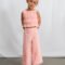 Long pants and gathered top set for girls