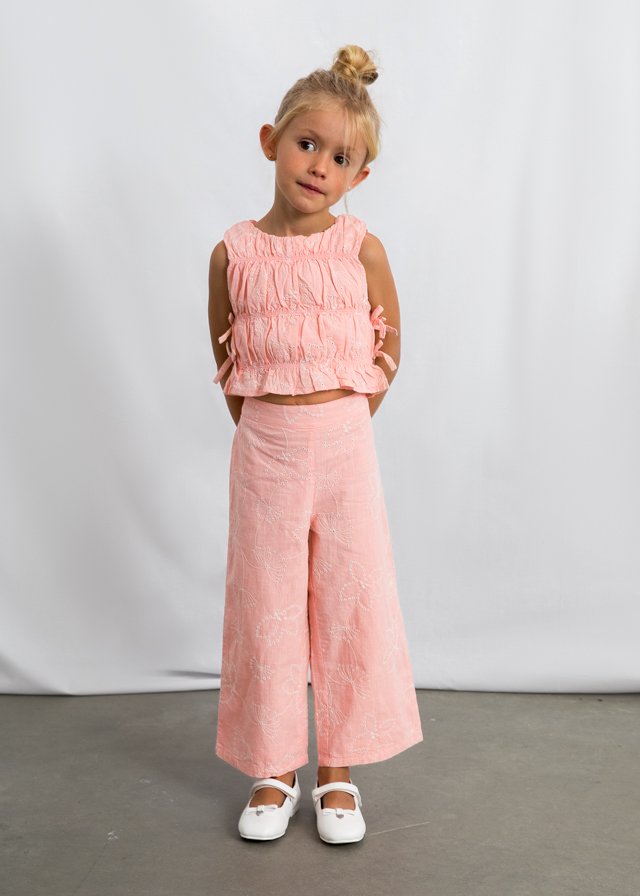 Long pants and gathered top set for girls