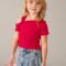 Girls' denim pleated skirt