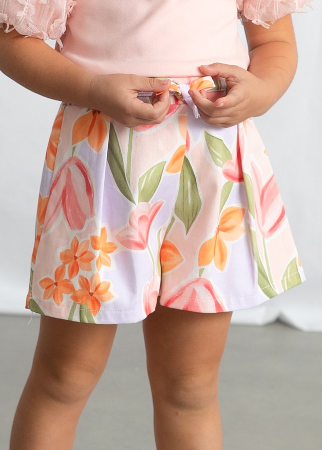 Printed pleated skirt trousers for girls