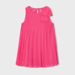 Pleated bow dress for girls