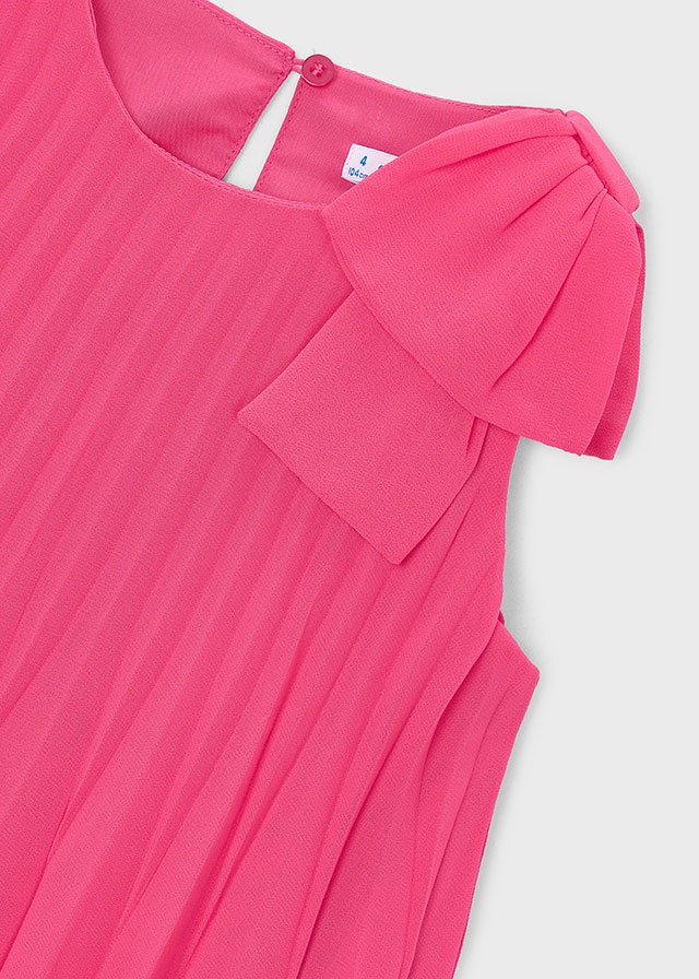 Pleated bow dress for girls