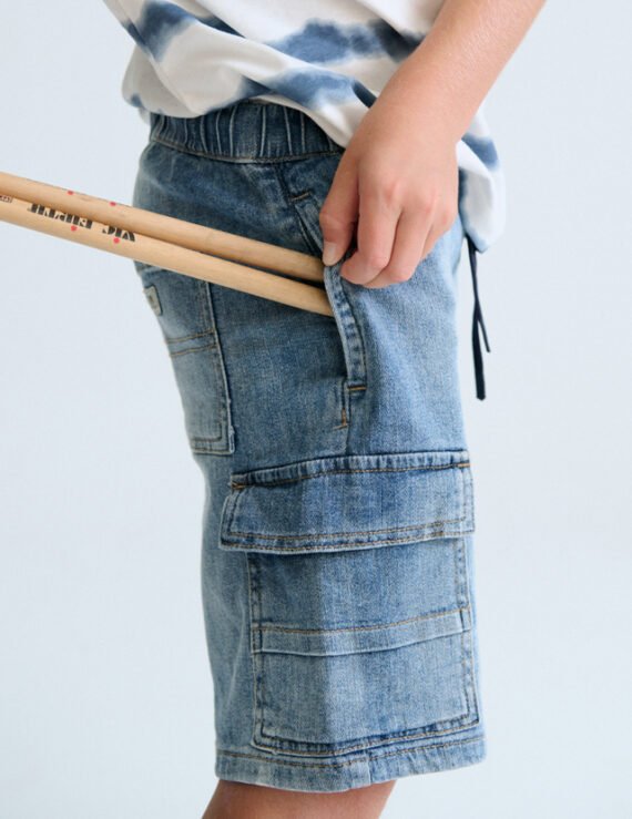 Boy's denim cargo shorts