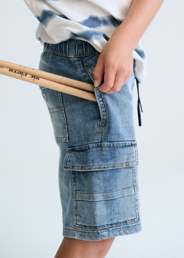 Boy's denim cargo shorts