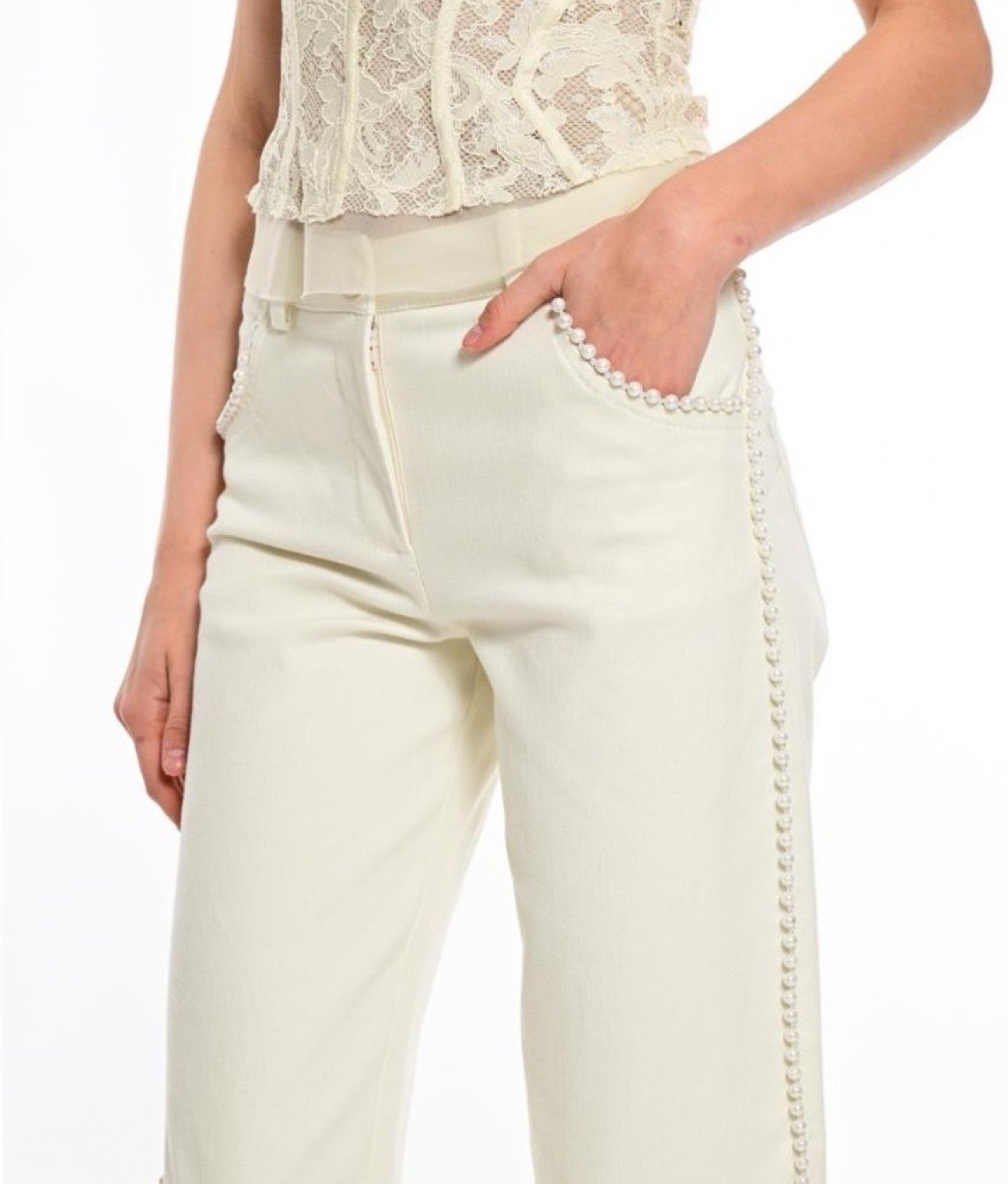 Jeans with perls decoration