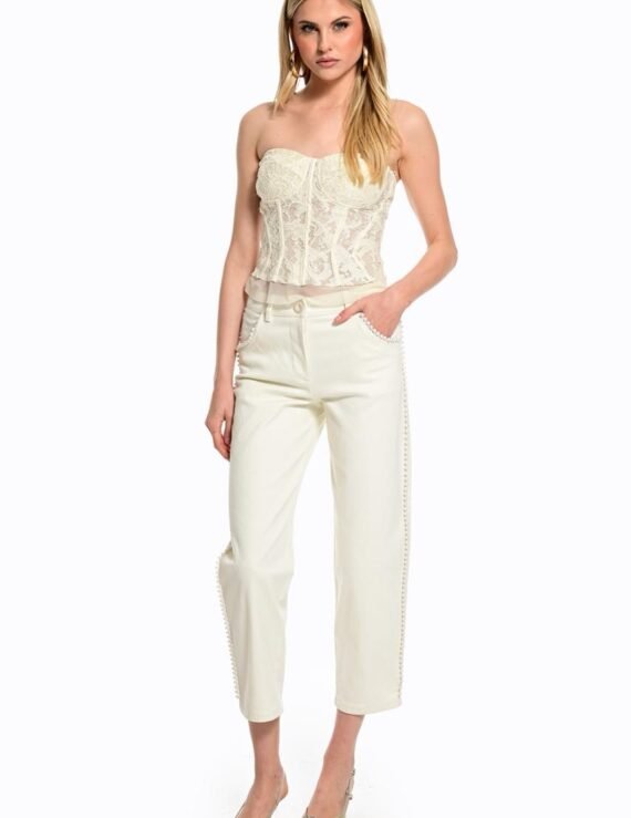 Jeans with perls decoration
