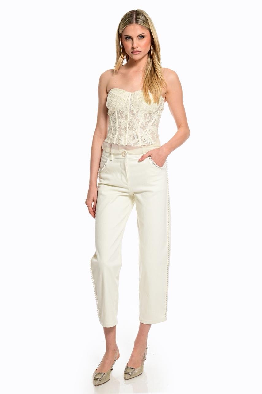Jeans with perls decoration