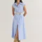 Button front dress silk